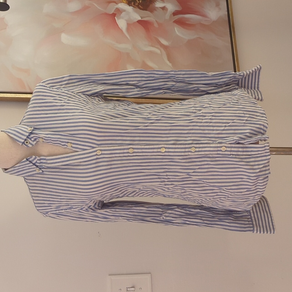 Banana Republic Blue Striped Oxford Button Down, Size XS